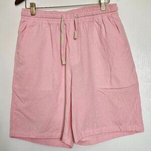 Sir7 Linen Cotton Blend Elastic Waist Classic Fit 8” Shorts Large